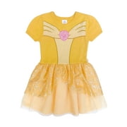 Girls Disney Princess Beauty and the Beast Belle Cosplay Short Sleeve Sweater Dress, Sizes 4-12